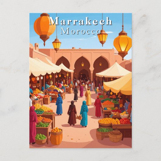 Marrakech Morocco Moroccan Souk and Market Travel ポストカード (正面)