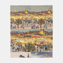 Marrakech Night Market – Jemaa el-Fnaa Square Moro フリースブランケット