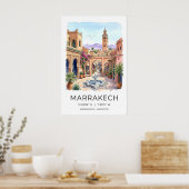 Marrakech Wall Art Print Watercolor Cityscape ポスター (キッチン)