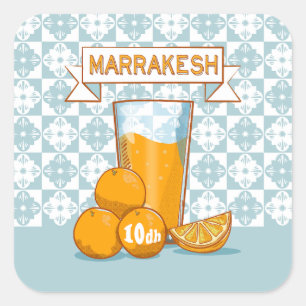 MARRAKESHオレンジジュースレトロポスター スクエアシール