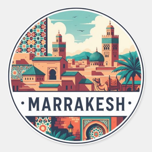 Marrakesh Morocco Travel ラウンドシール (正面)