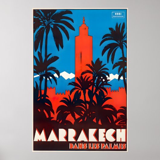 Marrakesh Print Moroccan Art Morocco Travel Poste ポスター (正面)