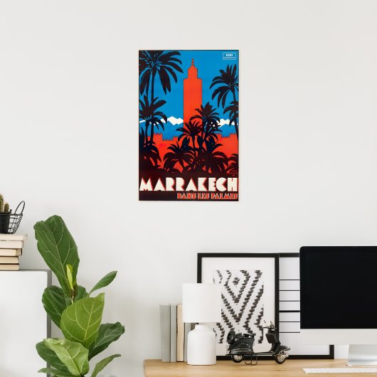Marrakesh Print Moroccan Art Morocco Travel Poster ポスター (ホームオフィス)