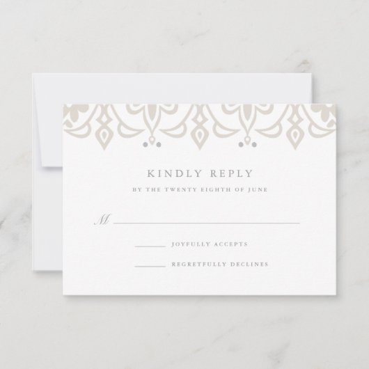 Marrakesh RSVPカード |リネン・グリーン (正面)