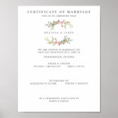 Marriage Certificate with Floral Garland in Pink ポスター (正面)