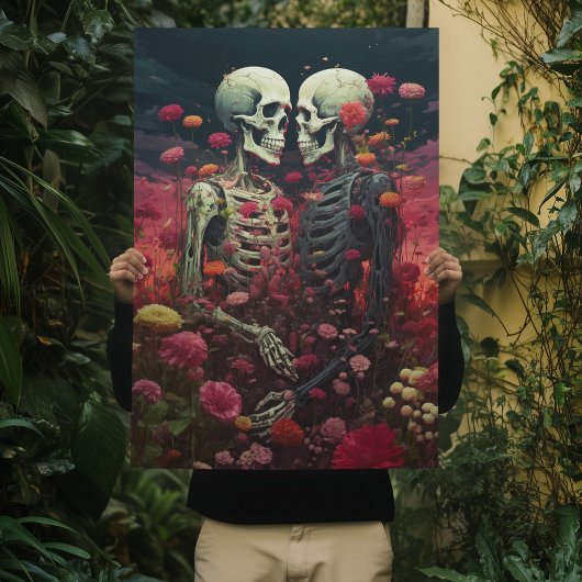  Marriage Skeletons Abstract Art Halloween ポスター