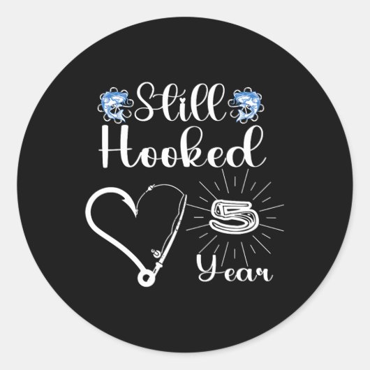 Married 5 Years - Fishing Couple - 5th Wedding Ann ラウンドシール (正面)