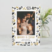 Married and Bright Black Gold Photo Christmas Card シーズンカード (スタンド正面)