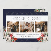 Married And Bright Blue Newlywed 3 Photo シーズンカード (正面/裏面)