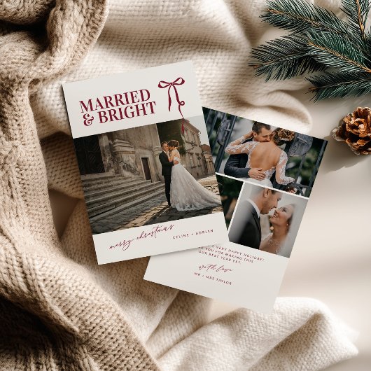 Married and Bright Newlywed Christmas Card シーズンカード