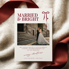 Married and Bright Newlywed Christmas Card 招待状