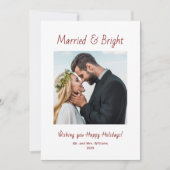 Married and Bright Newlywed Photo Christmas シーズンカード (正面)