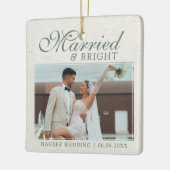 Married and Bright Photo Keepsake Wedding セラミックオーナメント (左)