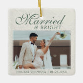 Married and Bright Photo Keepsake Wedding セラミックオーナメント (正面)