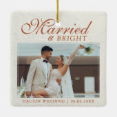 Married and Bright Photo Keepsake Wedding セラミックオーナメント (裏面)