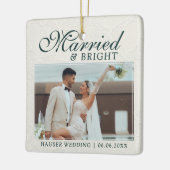 Married and Bright Photo Keepsake Wedding セラミックオーナメント (左)