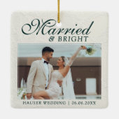 Married and Bright Photo Keepsake Wedding セラミックオーナメント (裏面)