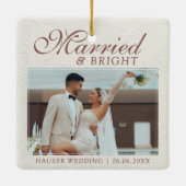 Married and Bright Photo Keepsake Wedding セラミックオーナメント (裏面)
