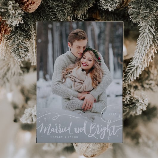 Married and Bright Whimsical Script Photo シーズンカード