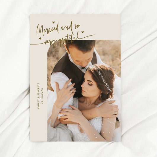 Married and Grateful Wedding Photo Cream サンキューカード