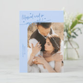 Married and Grateful Wedding Photo Icy Blue サンキューカード (スタンド正面)