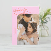 Married and Grateful Wedding Photo Orange Pink サンキューカード (スタンド正面)