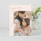 Married and Grateful Wedding Photo Peach サンキューカード (スタンド正面)