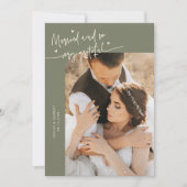 Married and Grateful Wedding Photo Sage Green サンキューカード (正面)