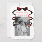 Married and Merry Bow Photo Christmas Newlyweds シーズンカード (正面)