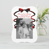 Married and Merry Bow Photo Christmas Newlyweds シーズンカード (スタンド正面)