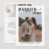 Married and Merry Christmas  Newlyweds Holiday サンキューカード (正面/裏面)