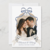 Married and Merry Grandmillennial Blue Christmas シーズンカード (正面)