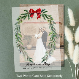 Married and Merry Mr and Mrs Christmas Card ベラム紙招待状