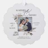 Married And Merry Photo Christmas Card Ornament オーナメントカード (正面)
