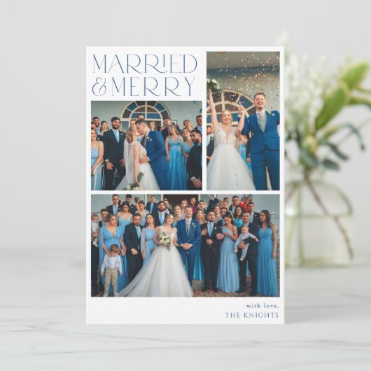 Married and Merry Photo Collage Holiday Card シーズンカード (スタンド正面)