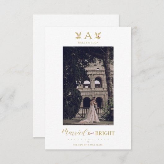 Married & Bright Christmas Initial Newlyweds Photo (正面/裏面)
