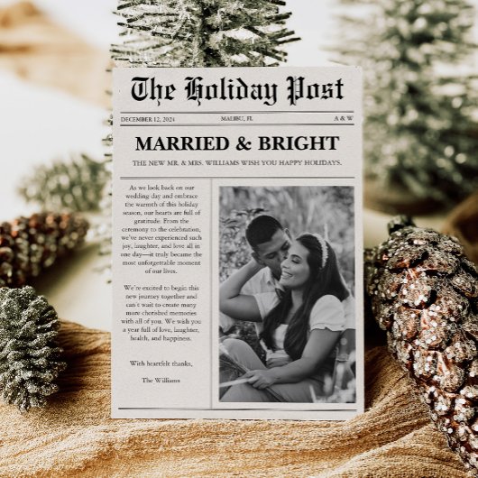 Married & Bright Christmas Newspaper シーズンカード