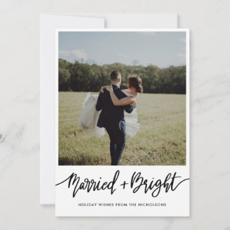 Married & Bright Couple First Christmas Photo シーズンカード