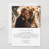 "Married & Bright" Gingham Monogram Crest 2 Photo サンキューカード (裏面)