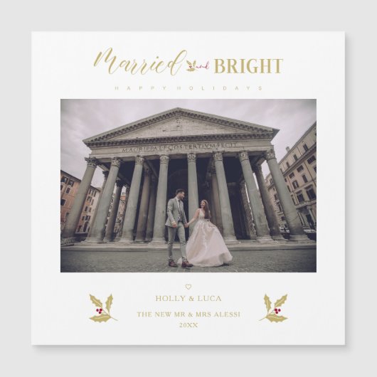 Married & Bright Happy Hollidays Newlyweds Photo (正面)