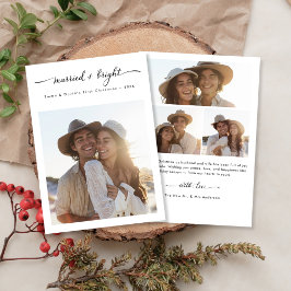 Married + Bright Modern Christmas 3 Photo Newlywed シーズンカード