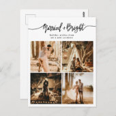 Married & Bright Script Holiday Collage Photo ポストカード (正面/裏面)