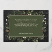 Married & Bright Winter Berries & Pine Black Photo 箔シーズンカード (裏面)