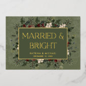 Married & Bright Winter Berries & Pine Green 箔シーズンカード (正面)