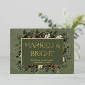 Married & Bright Winter Berries & Pine Green 箔シーズンカード (立ち正面)