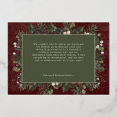 Married & Bright Winter Berries & Pine Wine Photo 箔シーズンカード (裏面)