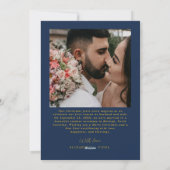 Married Christmas Photo Newlyweds Navy Blue Gold シーズンカード (裏面)