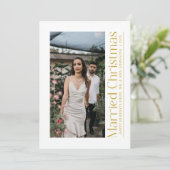 Married Christmas Photo Newlyweds White & Gold シーズンカード (スタンド正面)
