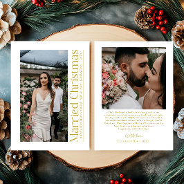 Married Christmas Photo Newlyweds White & Gold シーズンカード