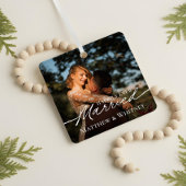 Married Couple 1st Christmas Elegant Photo Collage メタルオーナメント